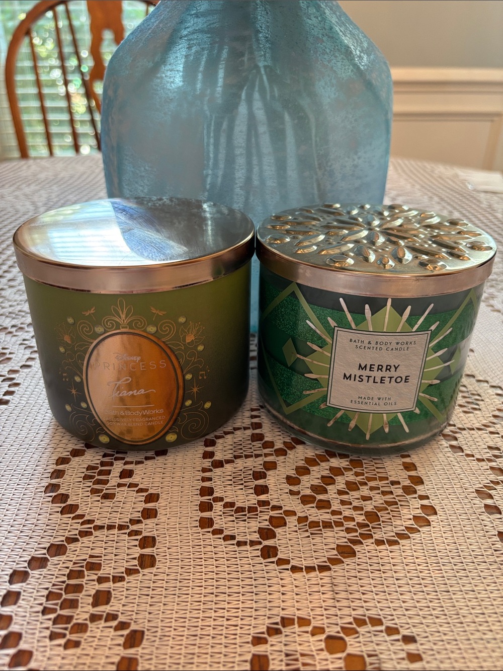 Bath & Body Works Princess Tiana and Merry Mistletoe 3-wick Candles